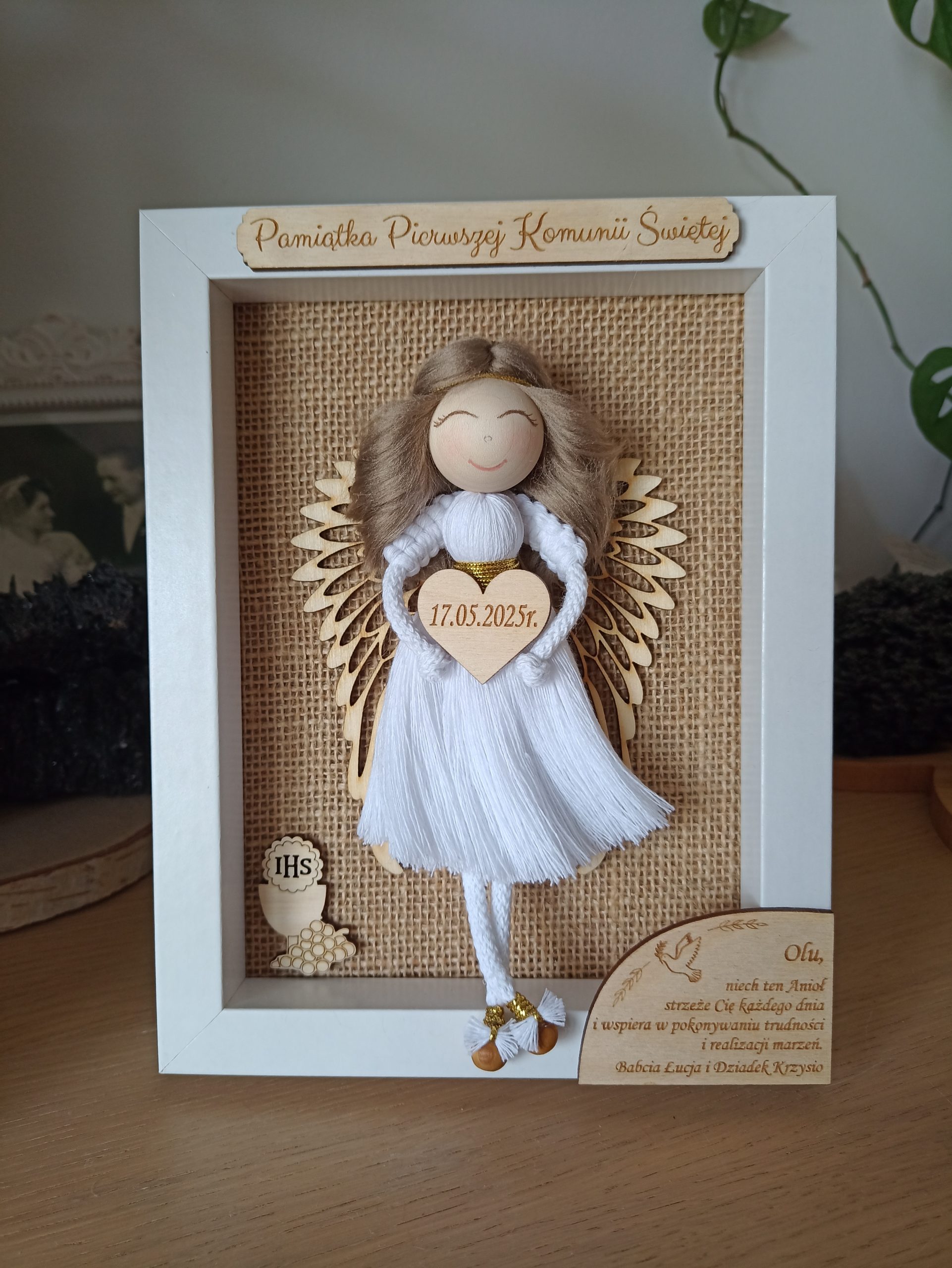 Anioł na Komunię w ramce - obrazek 4