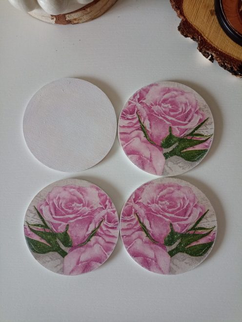 Różane podstawki pod kubki 4 szt.