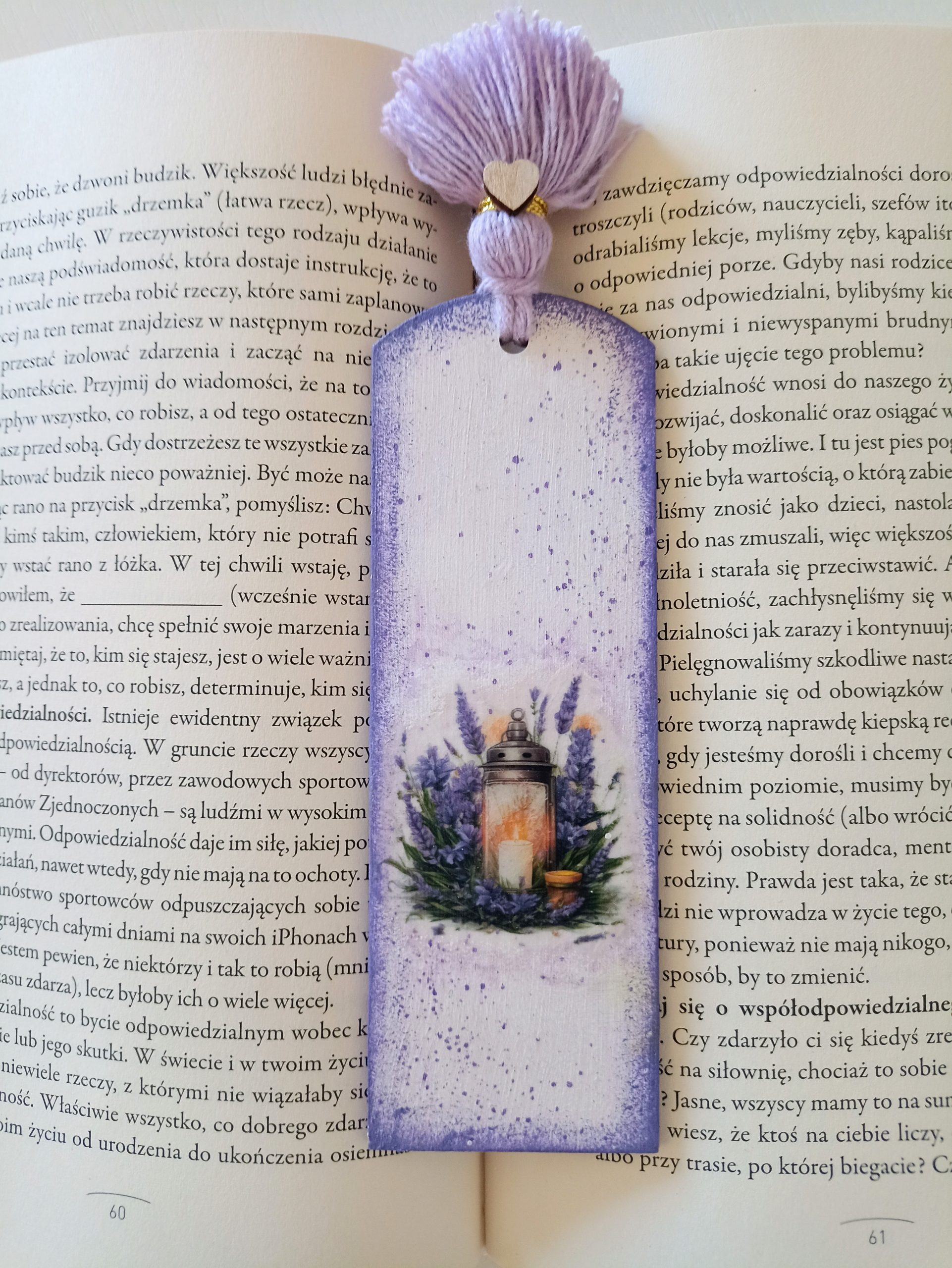 Zakładka do książki lawenda – decoupage, styl prowansalski