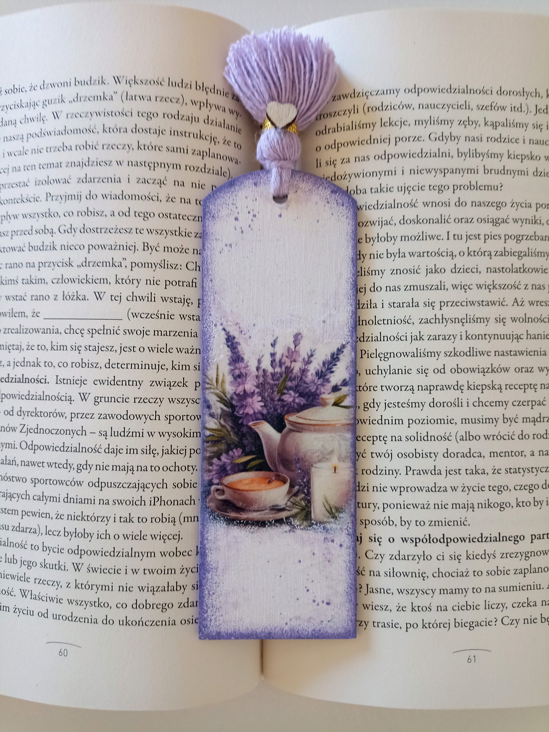 Zakładka do książki lawenda – decoupage, styl prowansalski