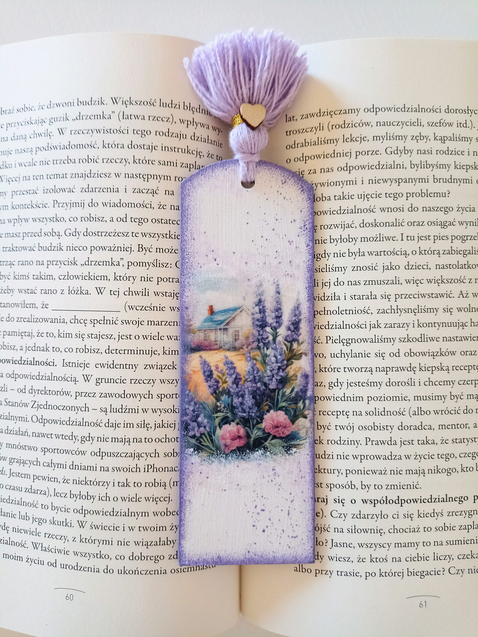 Zakładka do książki lawenda – decoupage, styl prowansalski