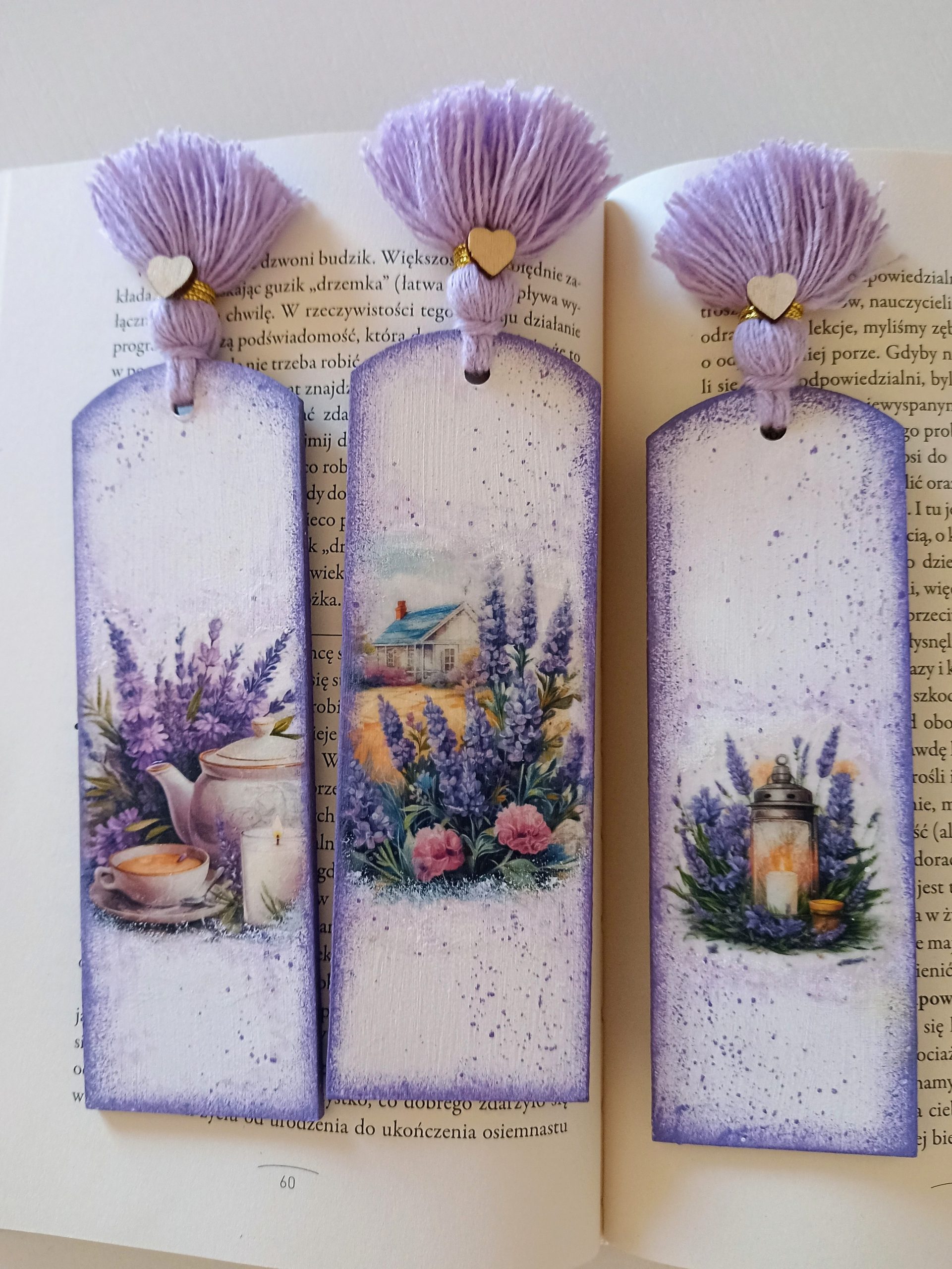 Zakładka do książki lawenda – decoupage, styl prowansalski