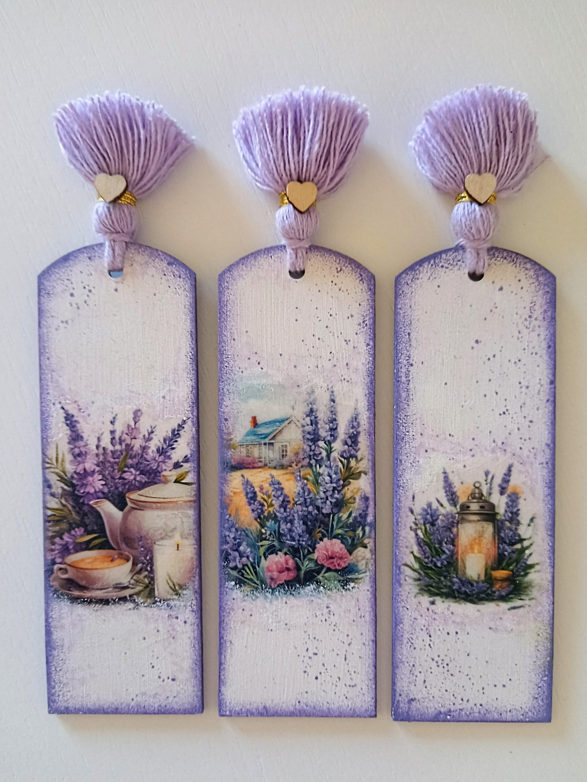 Zakładka do książki lawenda – decoupage, styl prowansalski