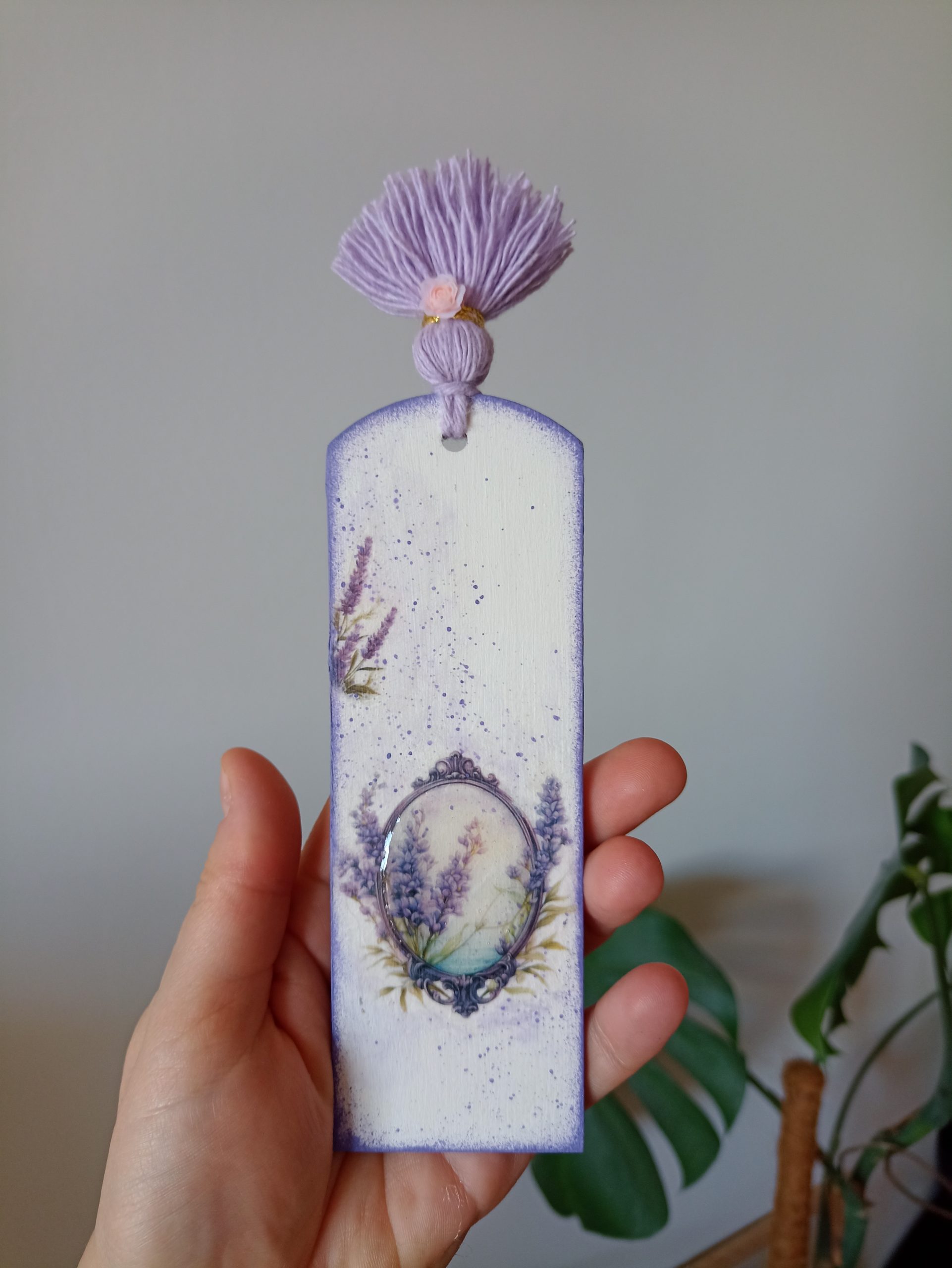 Zakładka do książki lawenda – decoupage, styl prowansalski