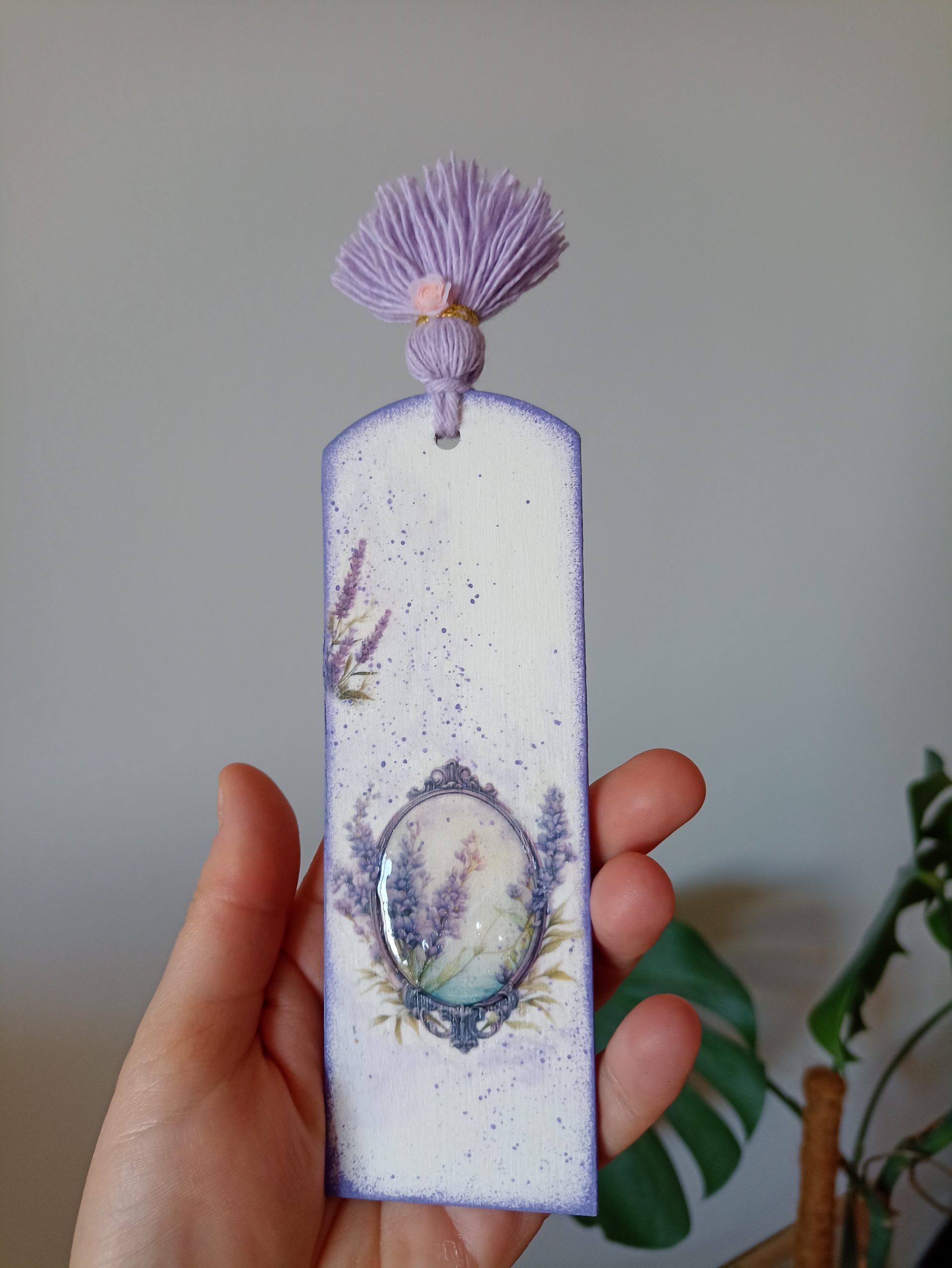 Zakładka do książki lawenda – decoupage, styl prowansalski