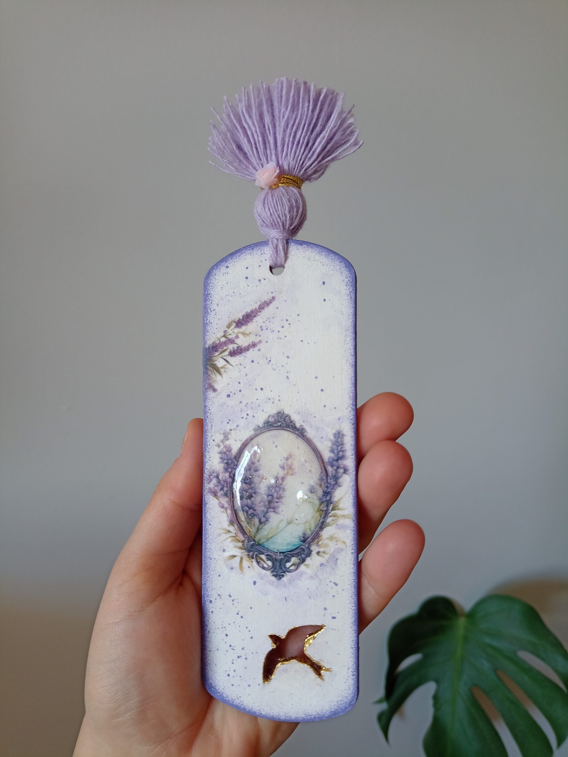Zakładka do książki lawenda – decoupage, styl prowansalski