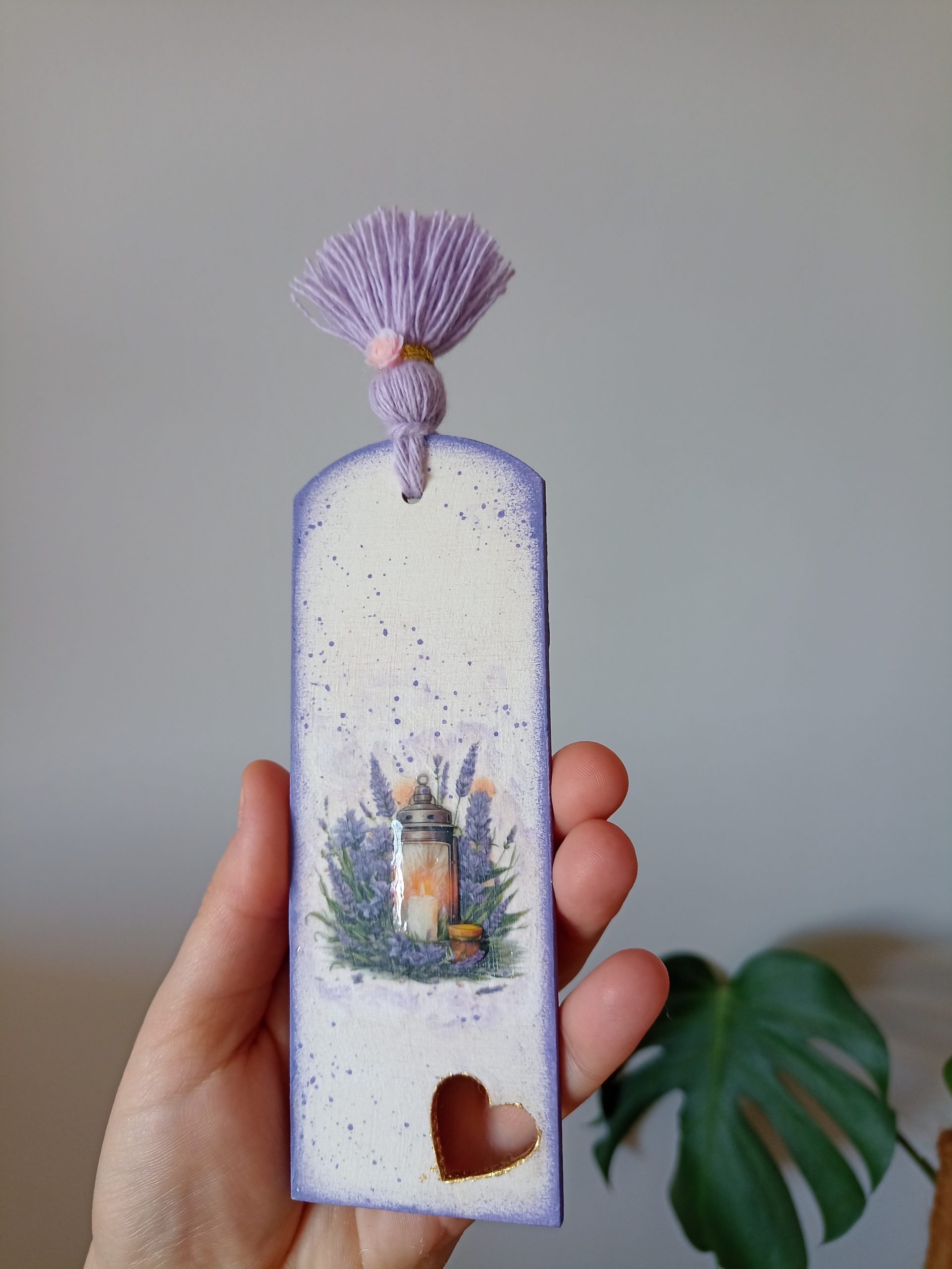 Zakładka do książki lawenda – decoupage, styl prowansalski