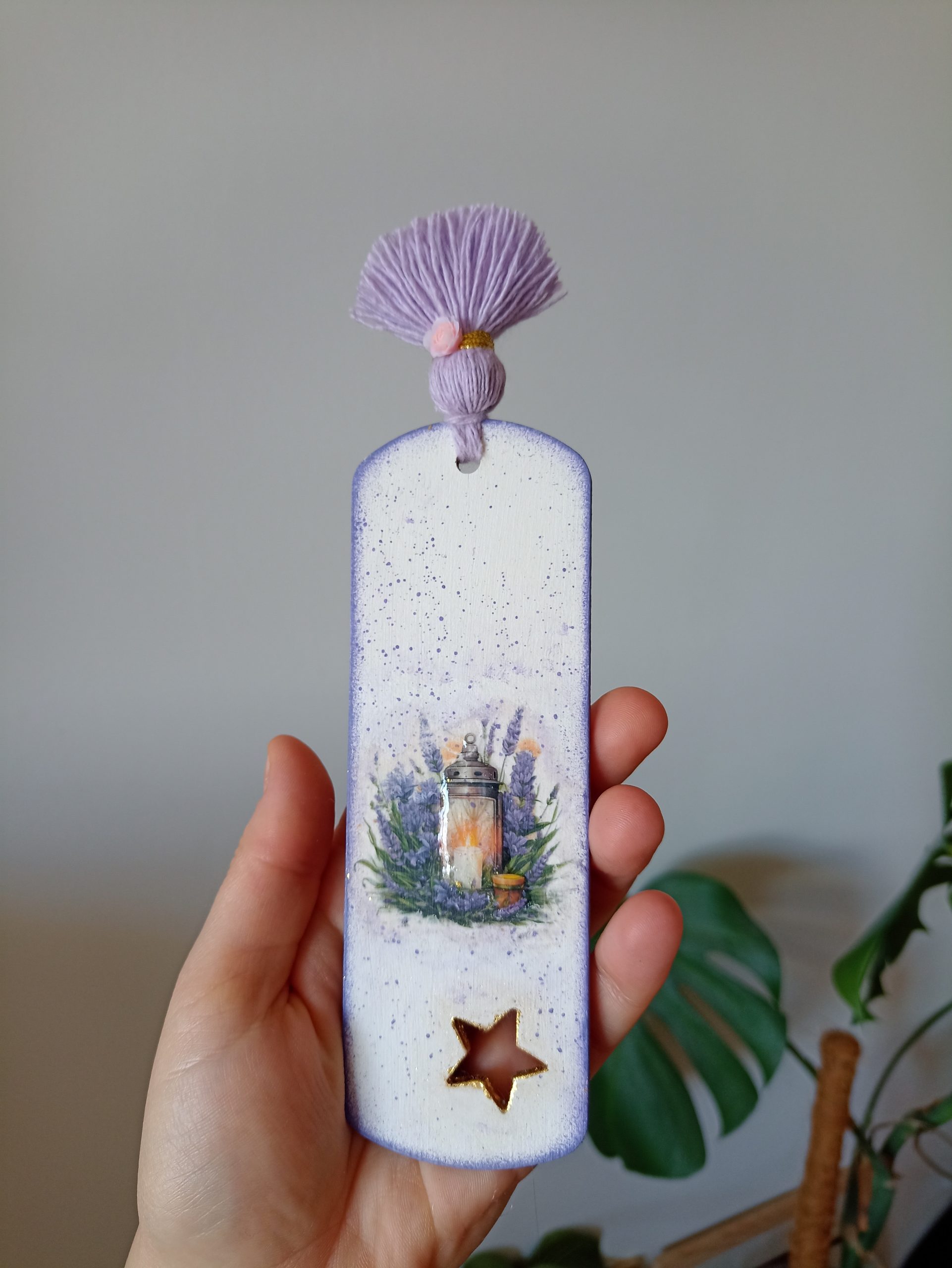 Zakładka do książki lawenda – decoupage, styl prowansalski