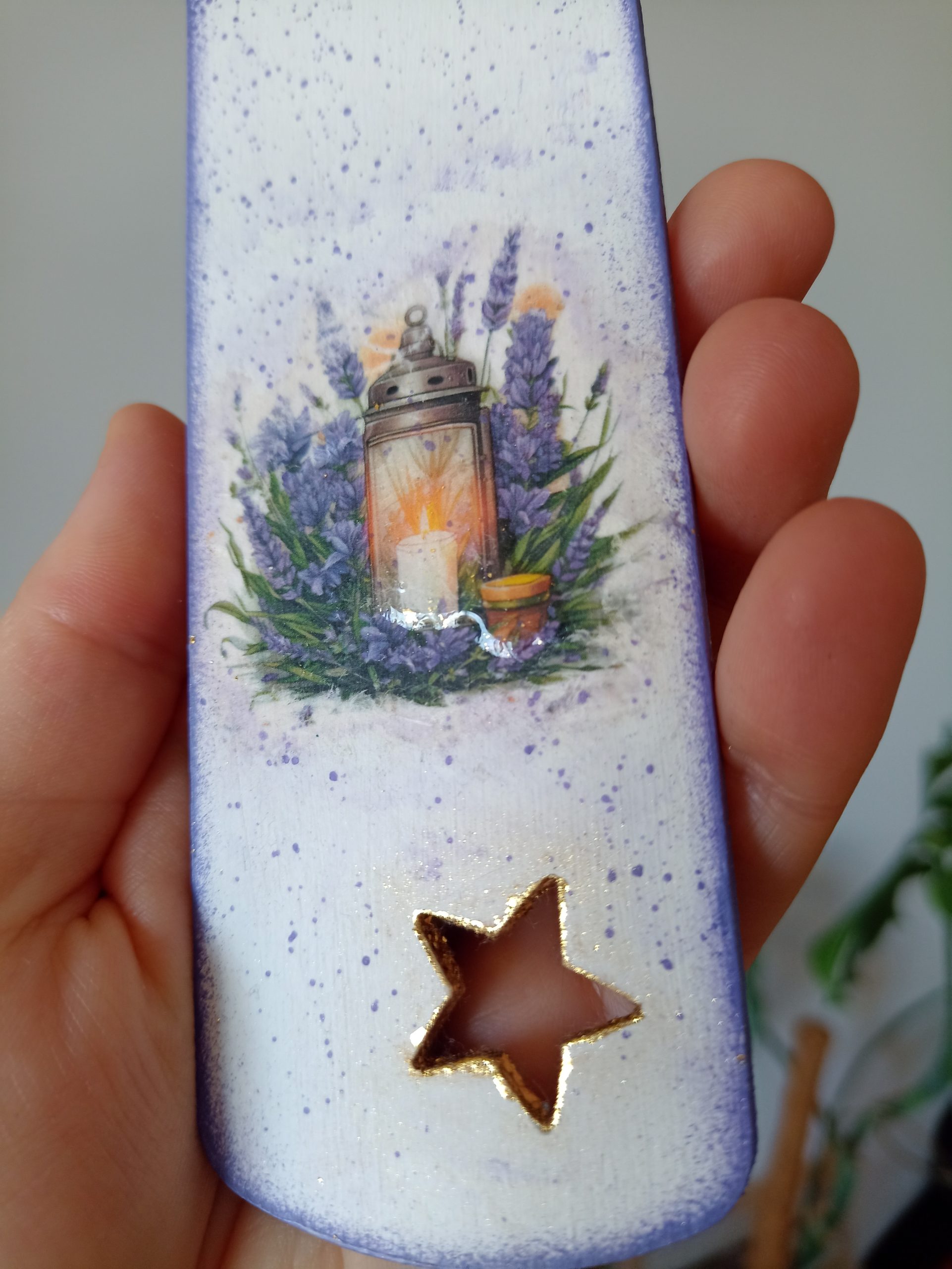 Zakładka do książki lawenda – decoupage, styl prowansalski