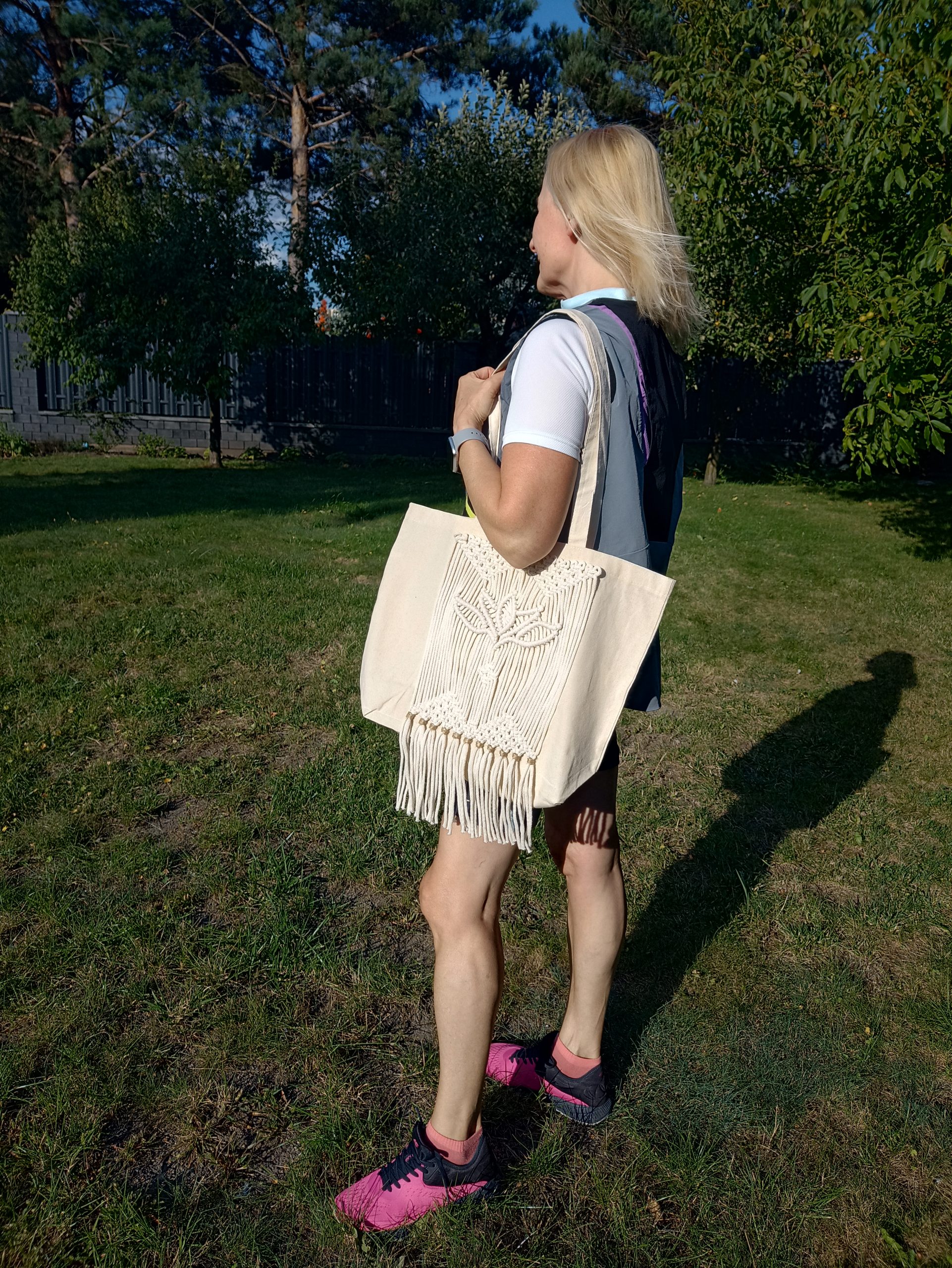 Torba shopperka z makramą - obrazek 2