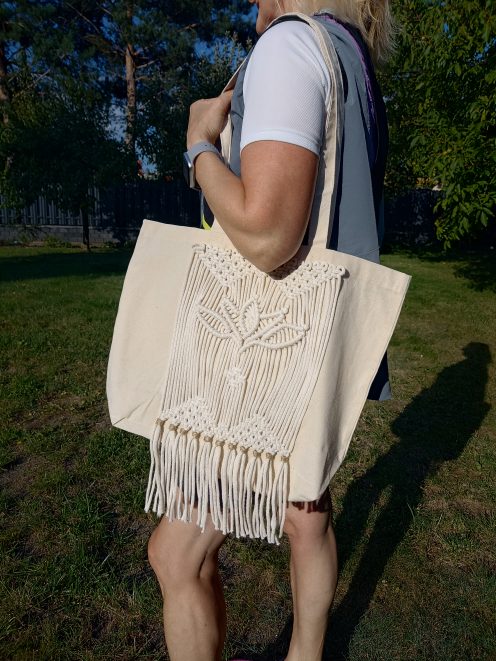 Torba shopperka z makramą