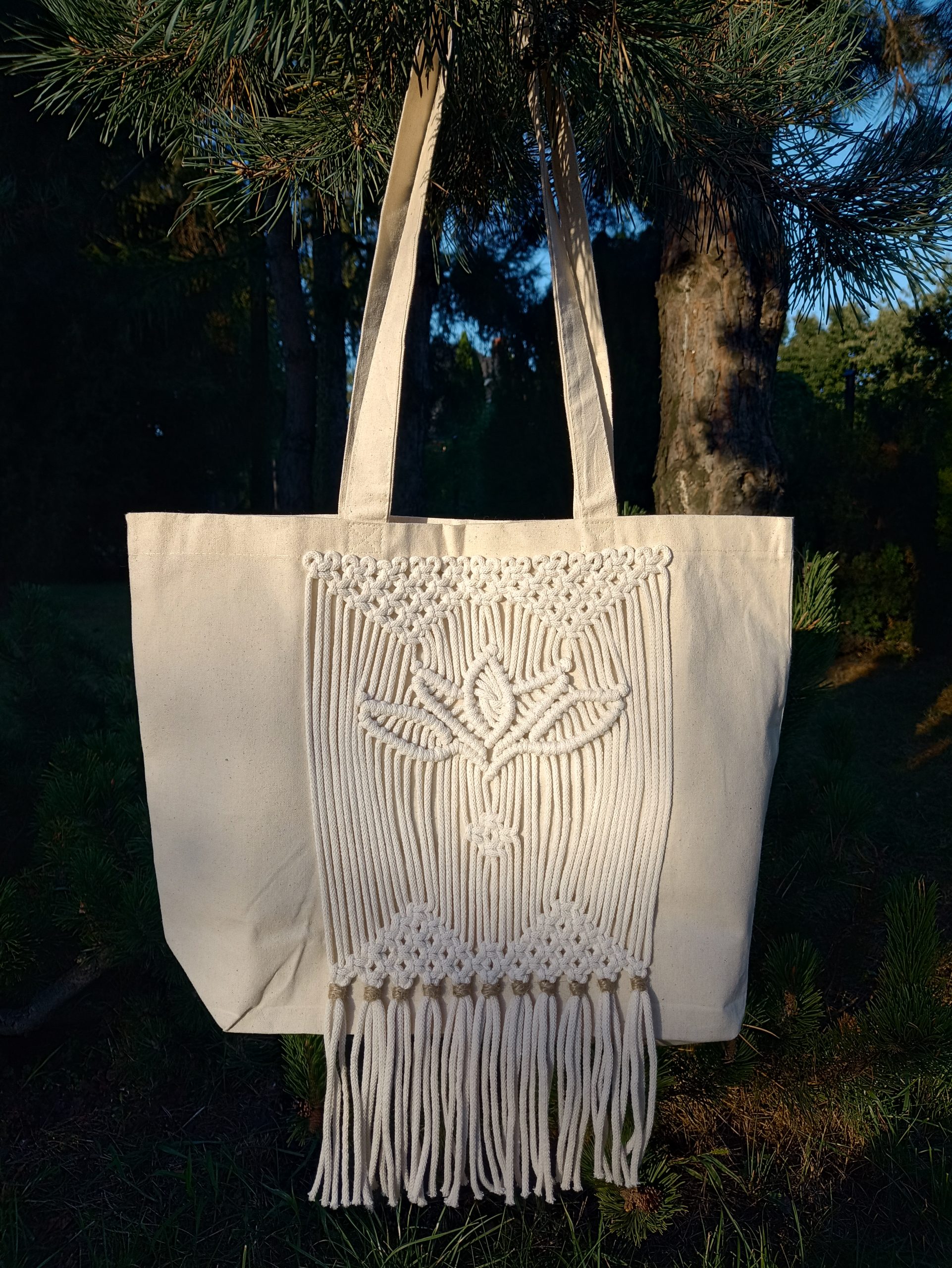 Torba shopperka z makramą - obrazek 3